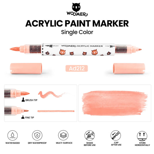 Woomer Dual-Tip Direct Ink Acrylic Paint Marker – Individual Color