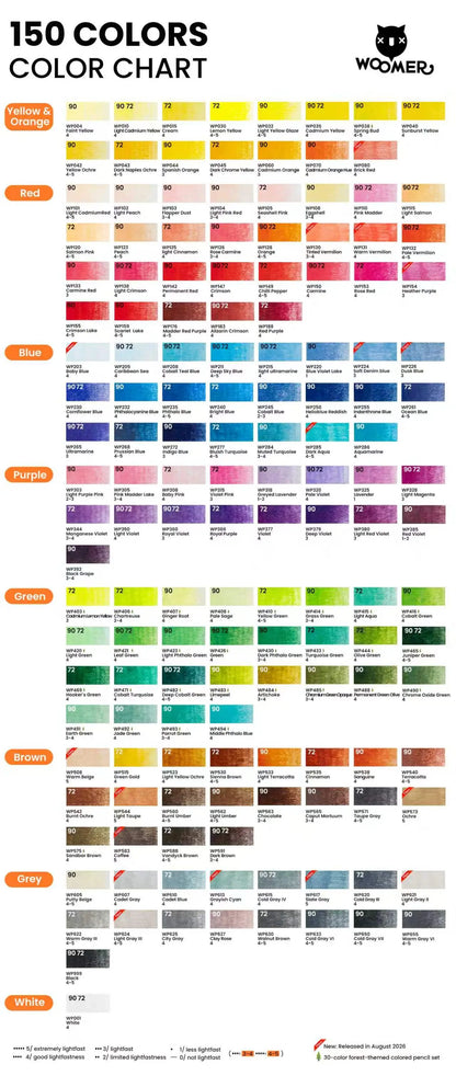 Woomer Quality 72 Colored Pencils for Artists