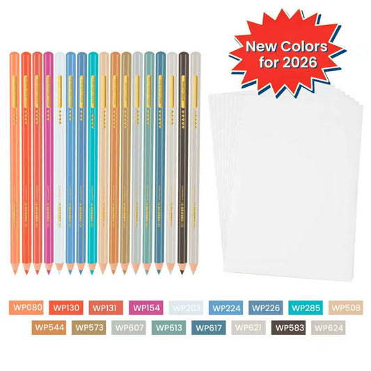 Woomer New Colors | 17 New Colored Pencils + A5 Fine Texture Colored Pencil Paper