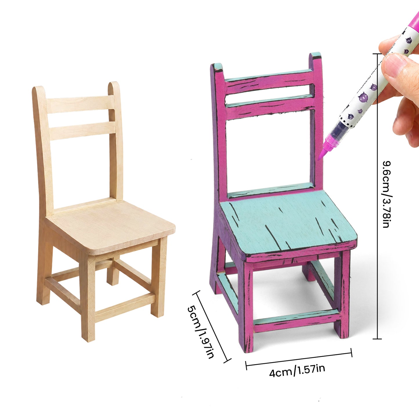 Woomer DIY Creative Kits for Acrylic Markers – Mini Furniture & Paintable Hats