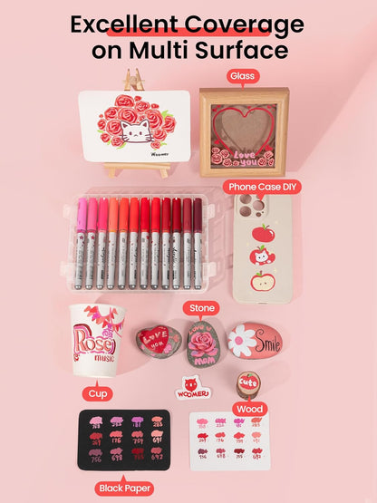 Woomer Red Tone Acrylic Paint Marker Set