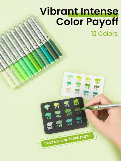 Woomer Green Tone Acrylic Paint Marker Set