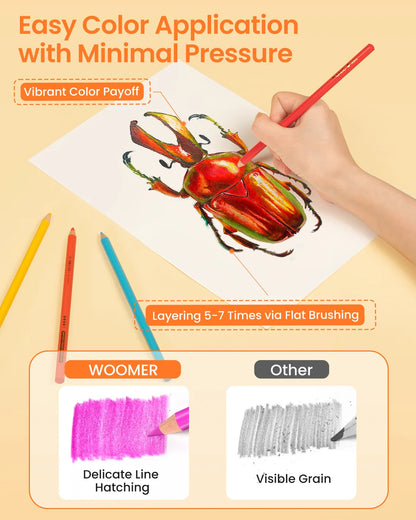 Woomer Quality 72 Colored Pencils for Artists